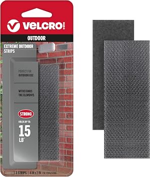 VELCRO Brand Industrial Strength Fasteners | Extreme Outdoor Weather Conditions | Heavy Duty Strength Holds up to 15 lbs | 4 x 2 inch Strips, 3 Sets, Titanium,VEL-30757-USA