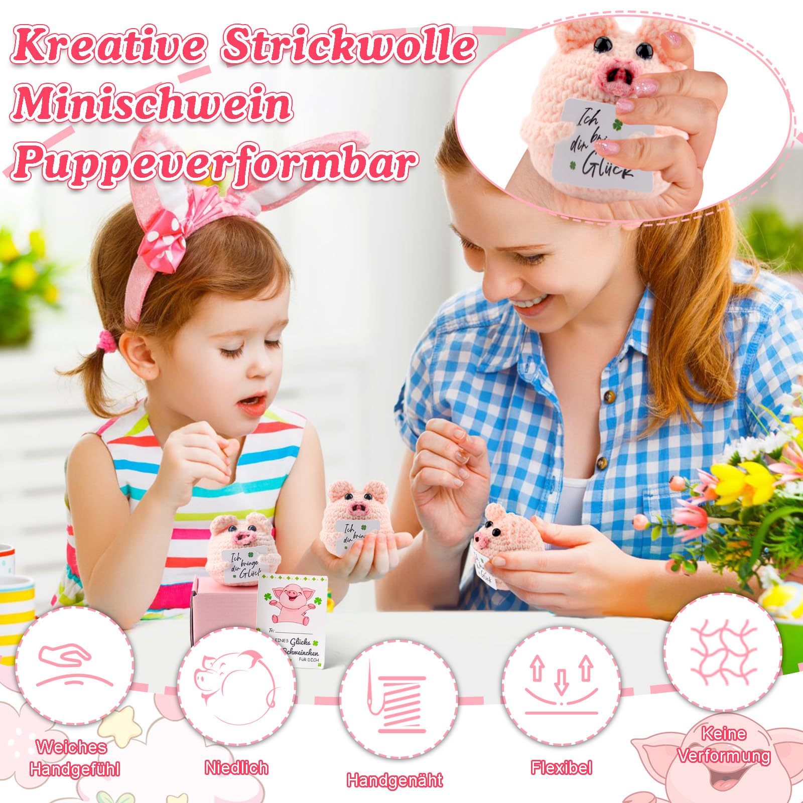 Audasi Pocket Hug Lucky Pigs, Positive Gifts, Mini Pig Doll and Small Hug Lucky Charm Upgrade Packaging with Gift Box - Image 4