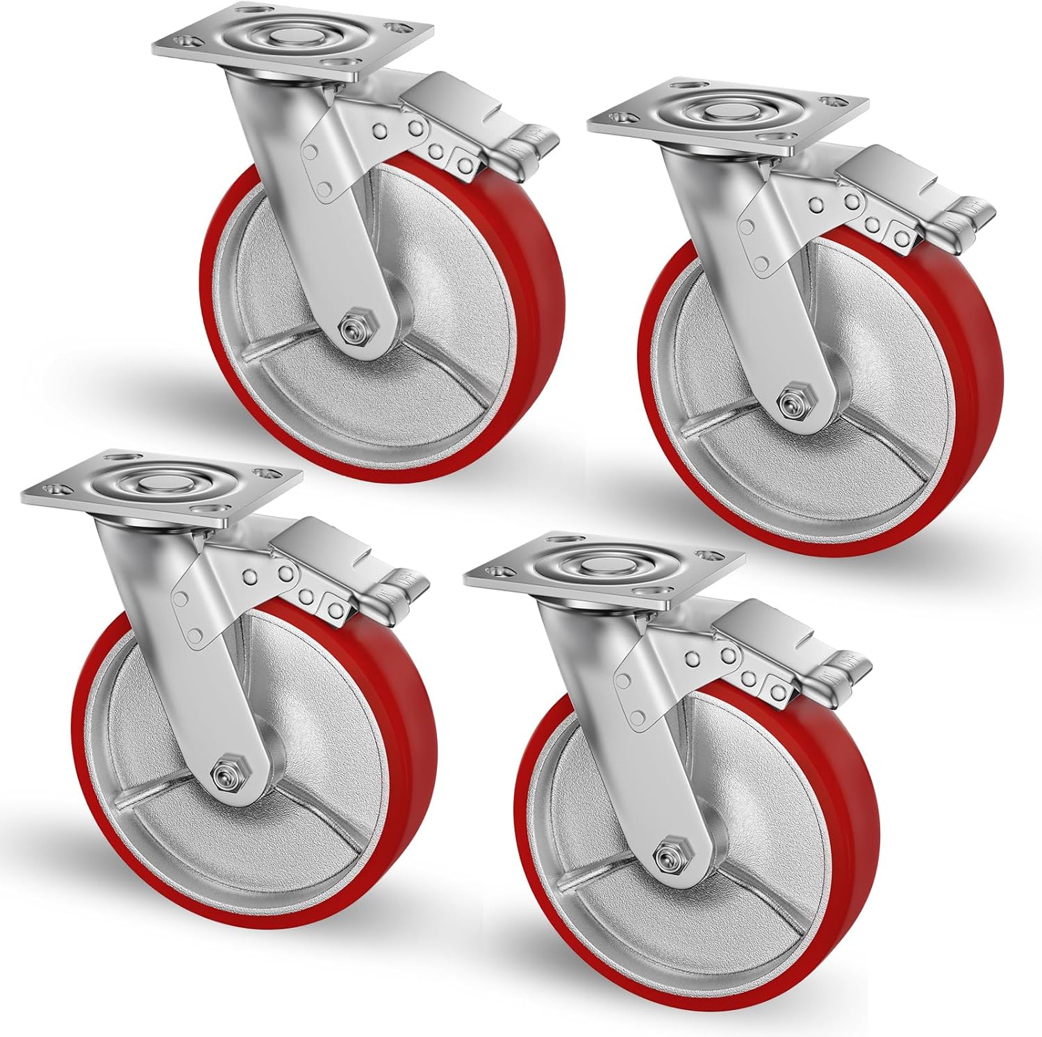 8" Caster Wheels, Casters Set of 4 Heavy Duty Casters