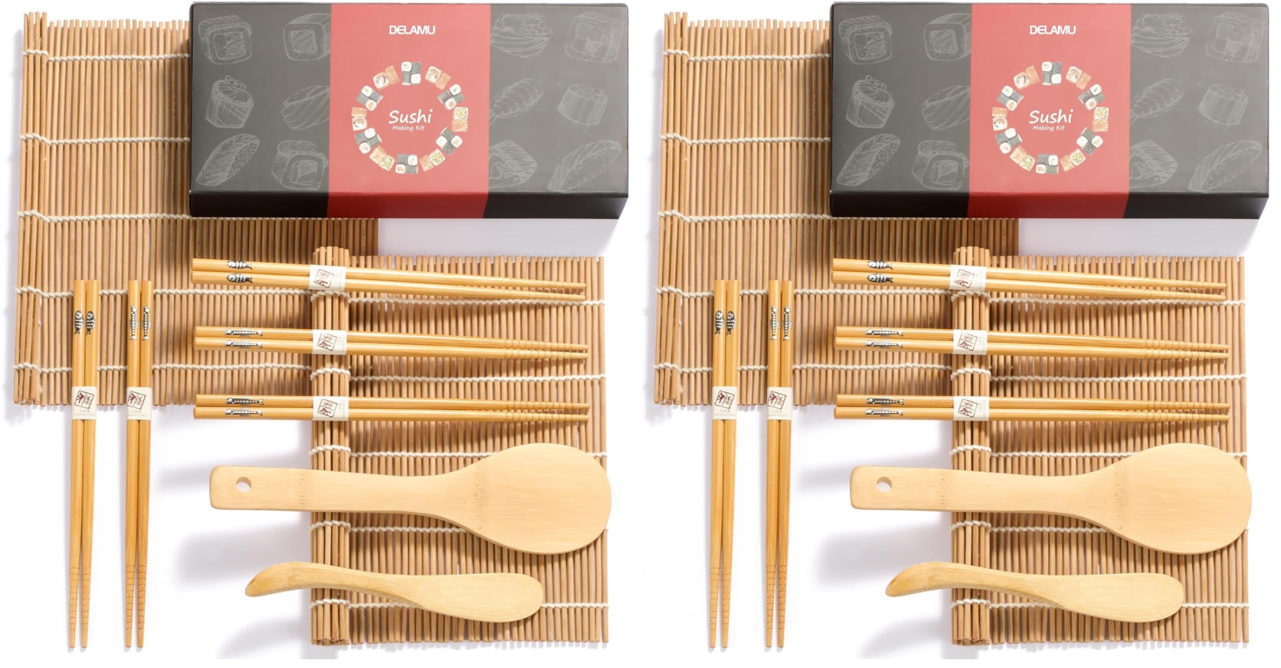Bamboo Sushi Rolling Mat with Paddle Set