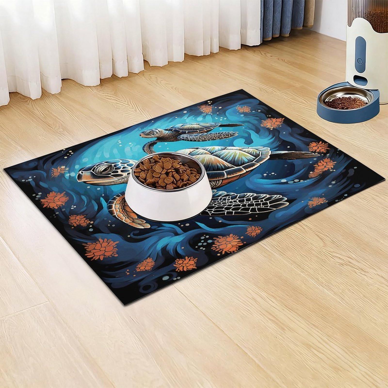 Tapis de nourriture pour chat de style bohème – Tapis d'alimentation antidérapant pour chien facile à nettoyer pour la nourriture et l'eau, tapis de gamelle pour chien et chat, 61 x 81,3 cm
