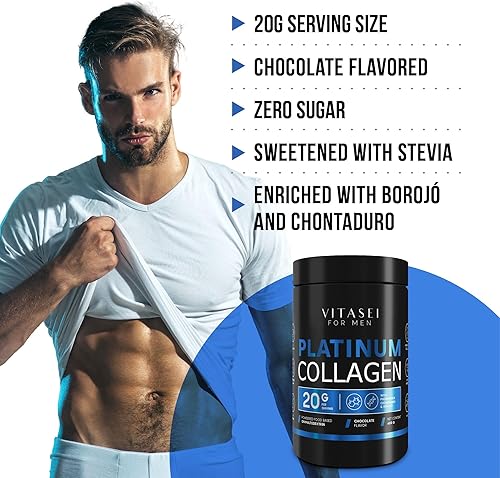 Miniatura 4 de VITASEI BCAA Polvo con colágeno para hombres  Suplemento energético para gimnasio, proteína natural, orgánica y vegana, predespués del