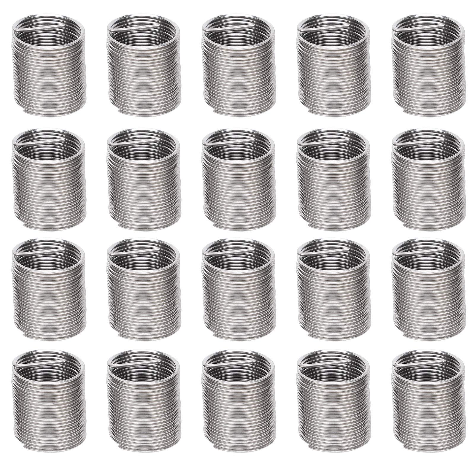 Mavaol Thread Repair Kit, 20 Piece Stainless Steel Thread Inserts, Sturdy SUS304 Construction, Metric and Inch Compatibility, for DIYers and Professionals