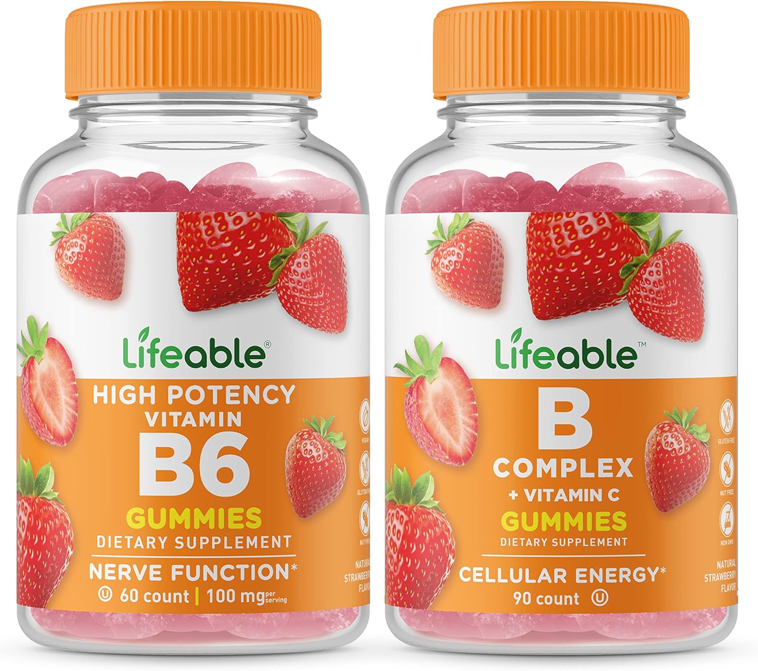 Lifeable Vitamin B6 + B Complex, Gummies Bundle - Great Tasting, Vitamin Supplement, Gluten Free, GMO Free, Chewable