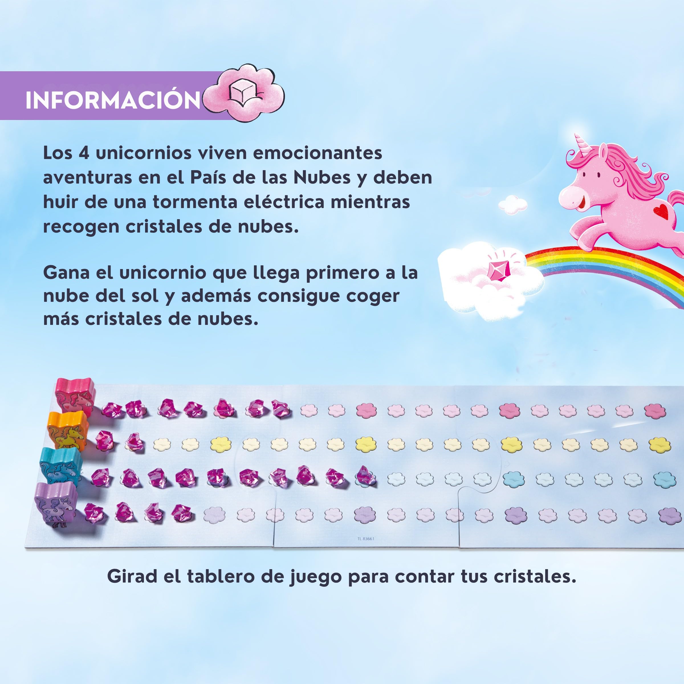 HABA 2012230005 - Unicornio Destello El Tesoro de Las Nubes, Juego Infantil de Mesa de acumulación. Más 3 años