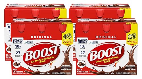 BOOST Bebida nutricional equilibrada original, chocolate rico, energía nutricional con proteínas, vitaminas y minerales, botellas de 6 a 8 onzas