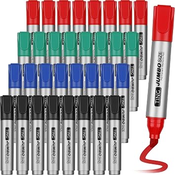 Fuutreo Permanent Markers Jumbo Chisel Tip Bulk,Black, Green, Blue, Red | Waterproof Quick Dry Markers, Large Barrel Bold Writing, Ideal Pallet Warehouse Boxes, Office Inventory Labeling