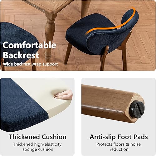 Miniatura 4 de YOUNIKE Silla de comedor con respaldo, silla de cocina moderna de mediados de siglo, silla tapizada de tela Boucle sin brazos, asiento acolchado de