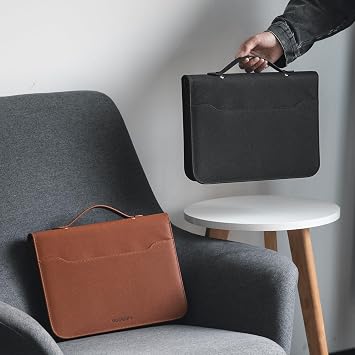 DUGRAFT Leather Portfolio Binder, Padfolio, Resume Portfolio Folder for Men & Women, Personalized Business Portfolio Organizer for Documents, Phone, Tablet, Professional Portfolio Binder