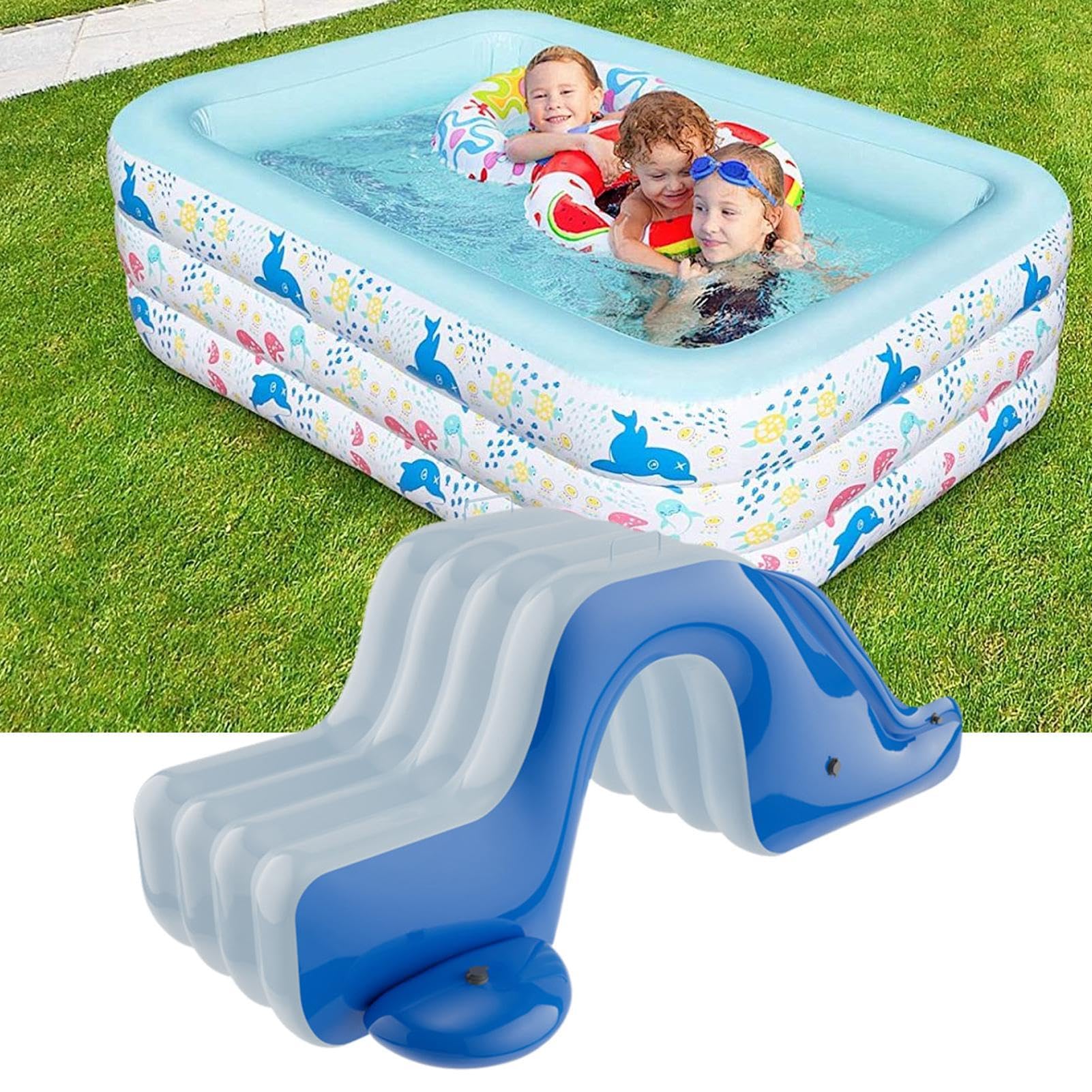 Wasserrutsche Aufblasbar für Kinder, Blow Up Pool Rutsche, PVC, Belastbar bis 50kg, Anti-Rutsch Oberfläche, Einfacher Aufbau, für Pool, Garten, Terrasse, Outdoor Wasser Spielzeug (175x105x75cm)