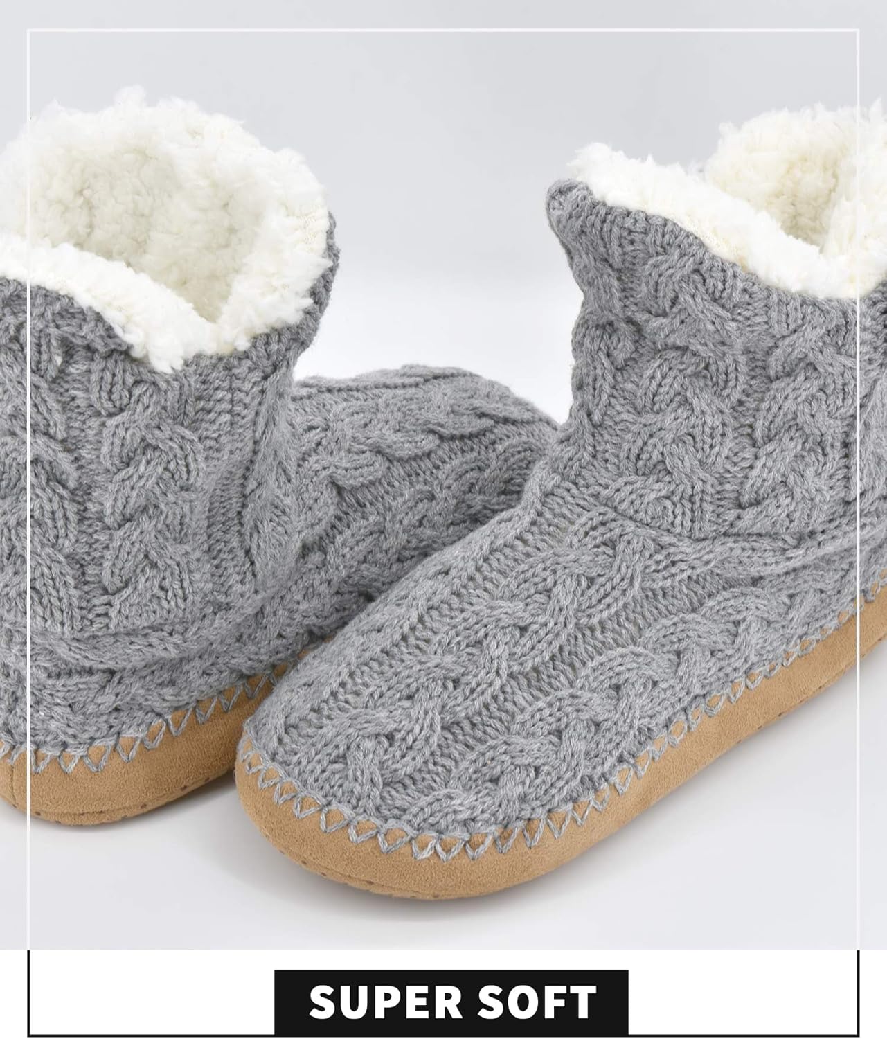 Panda Bros Slipper Socks for Women With Grippers, Fuzzy Cozy Slipper Booties With Non Slip Bottoms, Cozy Warm House Slippers - Image 5