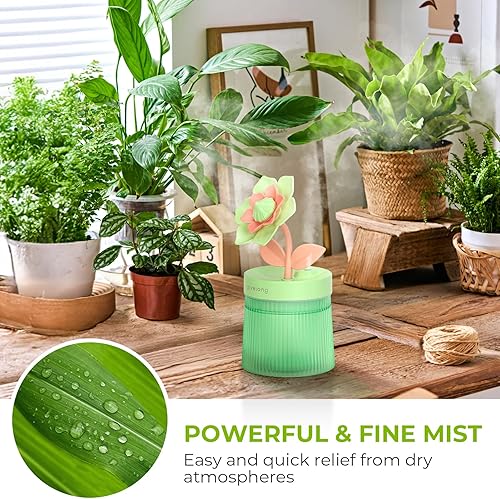 Miniatura 2 de Mini humidificador de flores bonitas, humidificadores Gardenia de escritorio de 8.8 fl oz para dormitorio, humidificación portátil de niebla fría