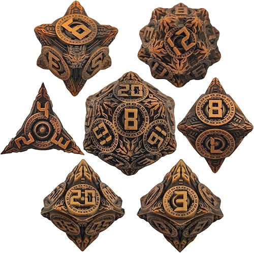 AHDKEJG Juego de dados de metal D&D DND Dungeons and Dragons D20 poliédricos D20 para juegos de rol RPG MTG D y D Pathfinder, juegos de mesa con