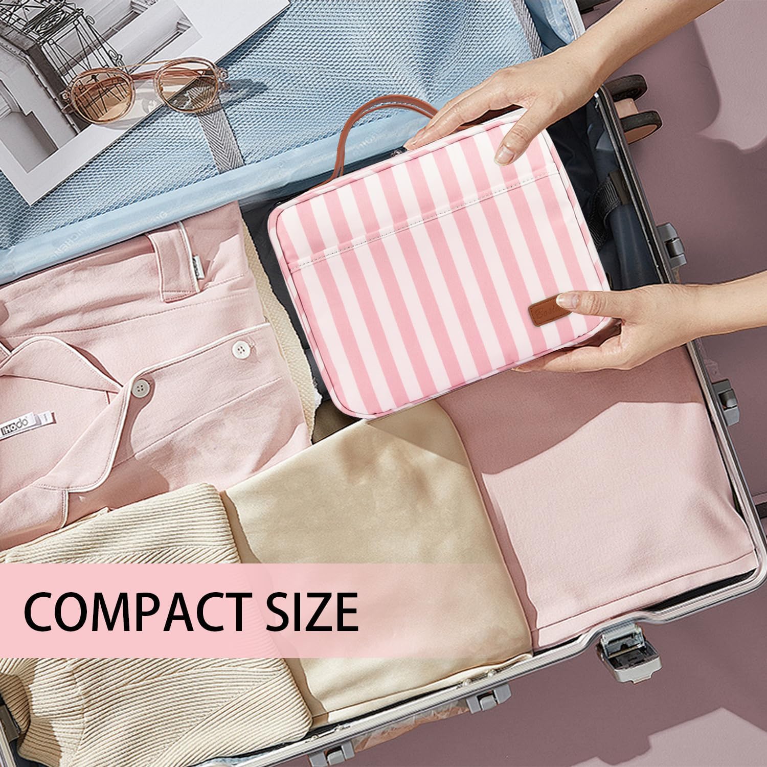 Bosidu Hanging Travel Toiletry Bag,Large Capacity Cosmetic Travel Toiletry Organizer for Women with 4 Compartments & 1 Sturdy Hook,Perfect for Travel/Daily Use/Christmas - Image 7