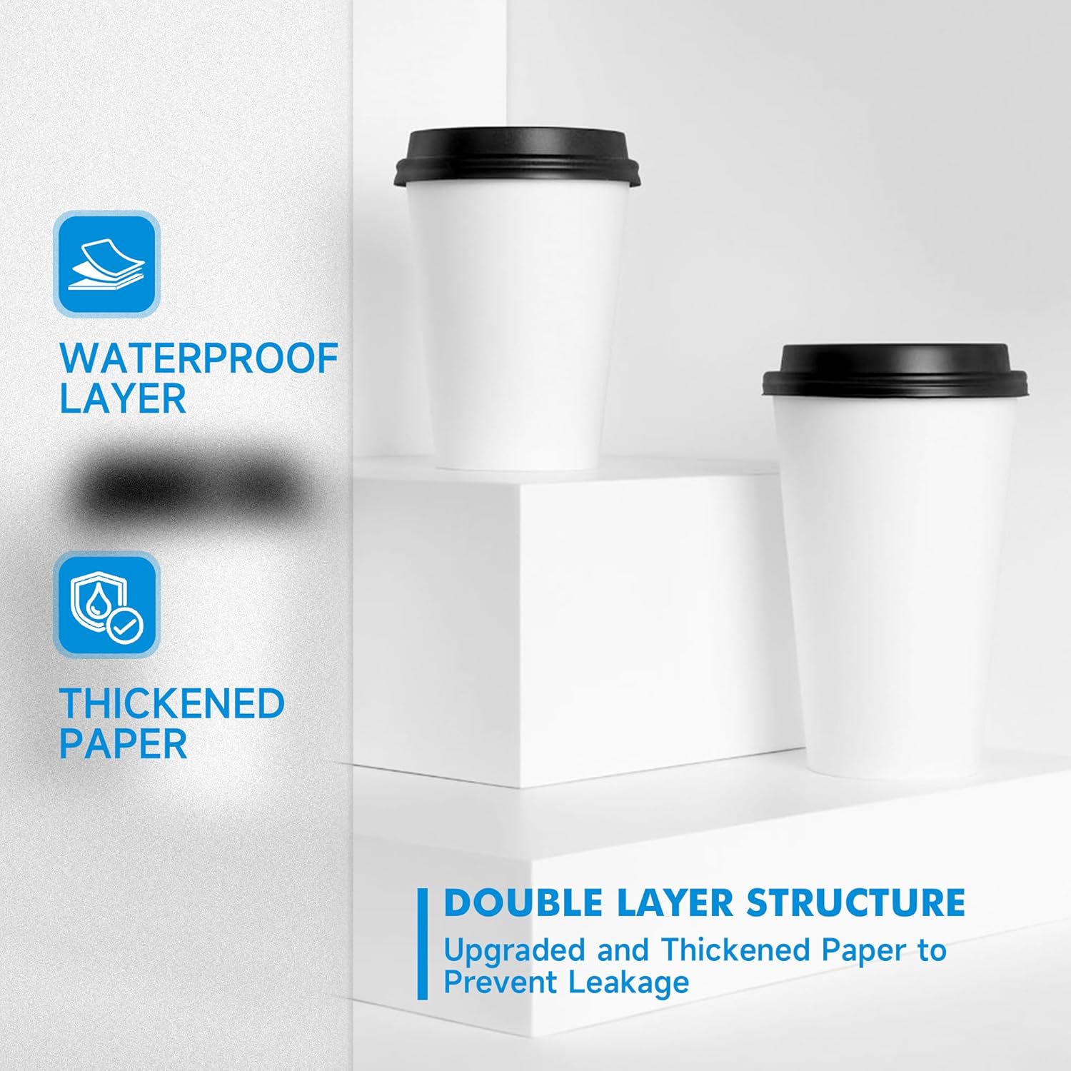 RACETOP Coffee Cups with Lids 16 oz 100 Pack, Disposable Paper Cups with Lids, To Go Hot Cups for Home/Office - Image 6