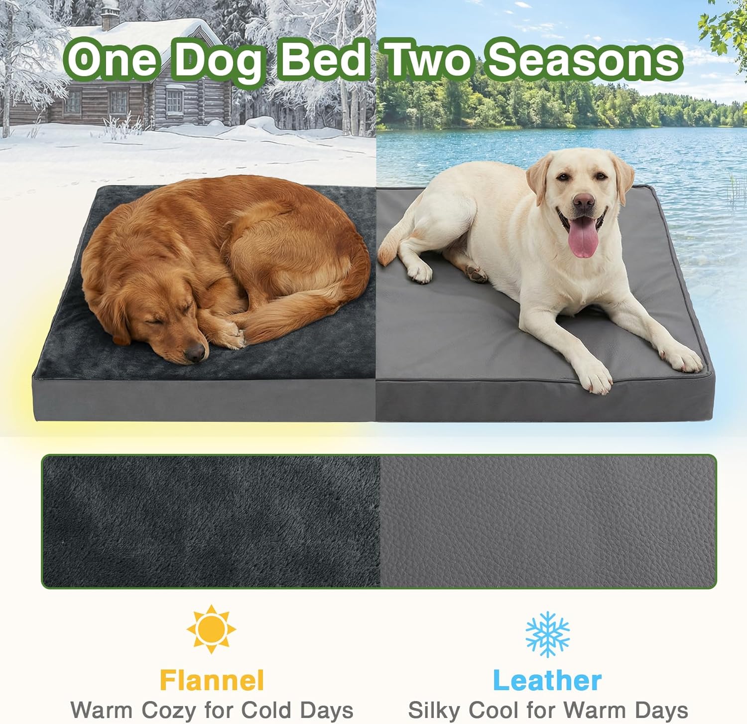 Waterproof XXL Dog Beds Large Sized Dogs, Outdoor Washable Crate Pad 48 inch, Jumbo XXLarge Orthopedic Foam Pet Bed with Removable Cover Reversible, Anti-Slip Kennel Pad, 47"x29", Dark Gray