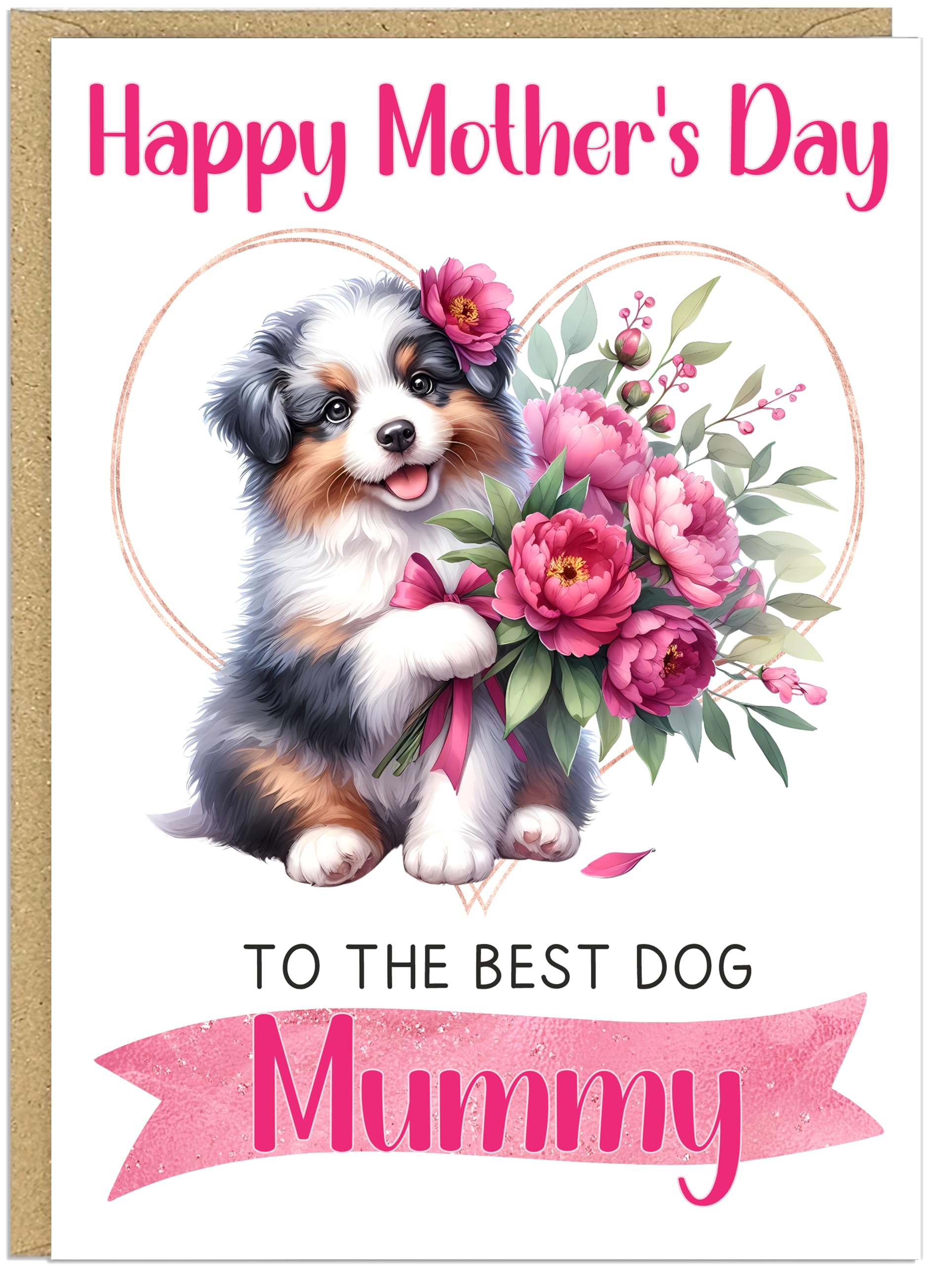 Personalised Doggy Mum Mother's Day Cards Custom Own Name With 24 Dog Breeds Happy Mother's Day The Best Dog Mummy Pet Owner Greetings Card (Border Collie)
