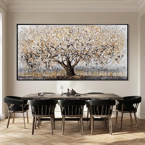 Miniatura 4 de Lienzo de papel de aluminio dorado para pared, decoración de pared con flores, impresiones fotográficas de plantas, decoración de pared de paisaje,