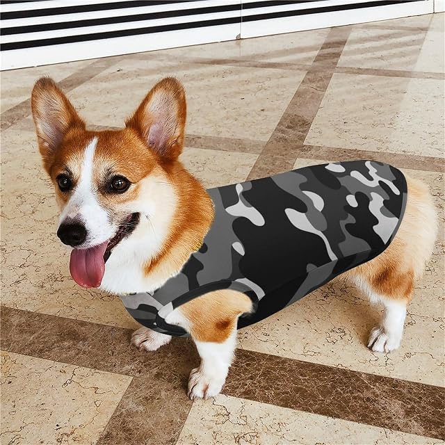 Foto 4 de 8 de Camisas Grises de Camuflaje Militar para Perros, Ropa Estampada para Mascotas, Camisas para Cachorros