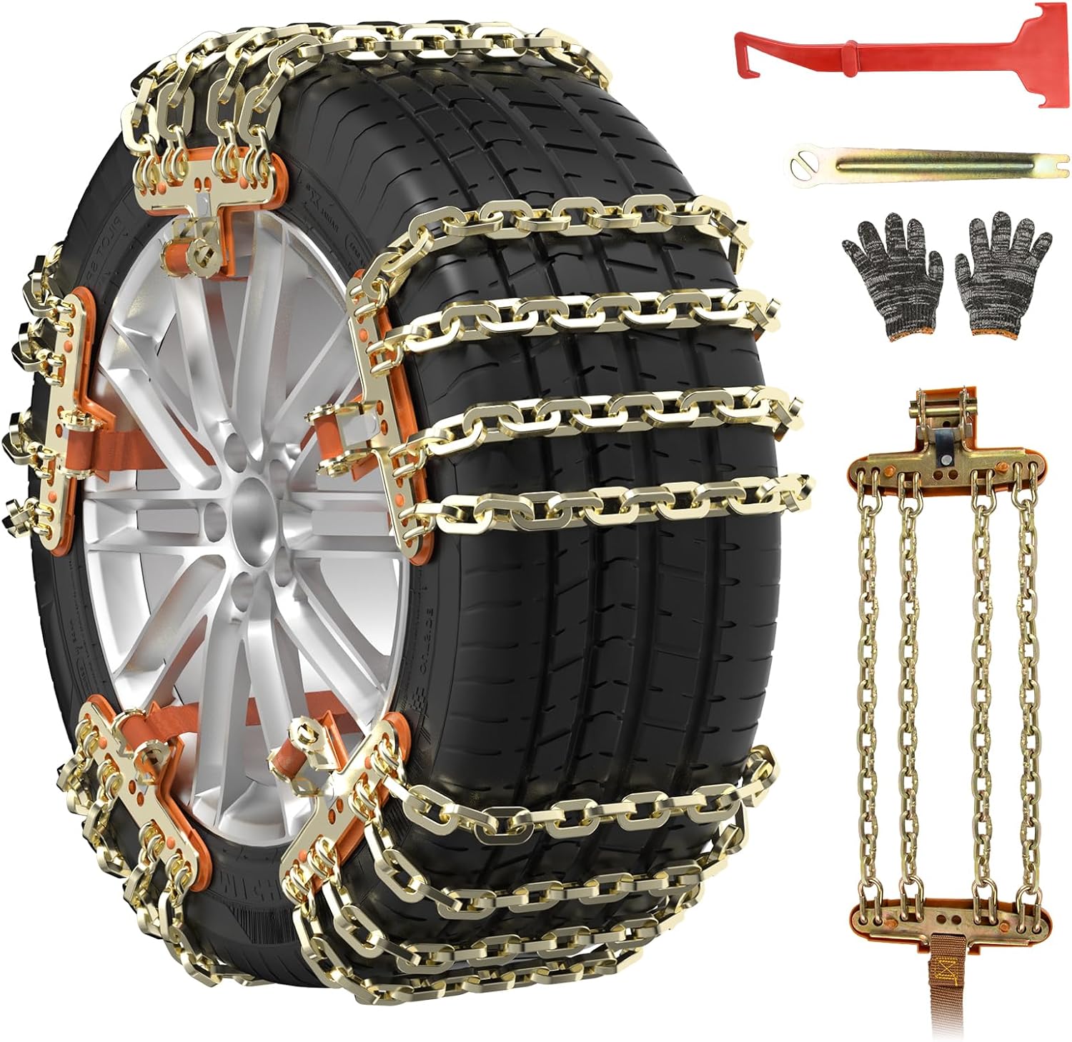 Qoosea Snow Chains for Car Tire Chains 6Pack Antiskid Car Chains Adjustable Durable