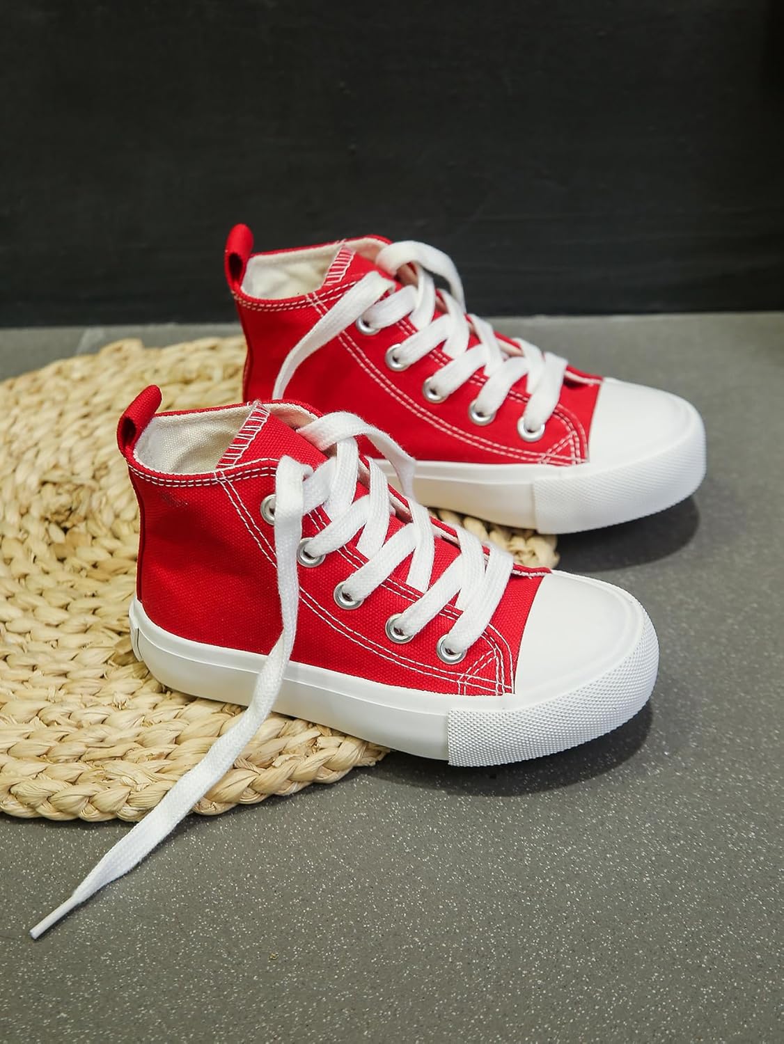 Kids high Tops Boys and Girls High Top lace-up Kids' Espadrcanvas Shoes Back-to-School Season Little White Shoes Teen Classic Kids' Sneakers Tennis Shoes Baby Skate Shoes Toddler Shoes - Image 5