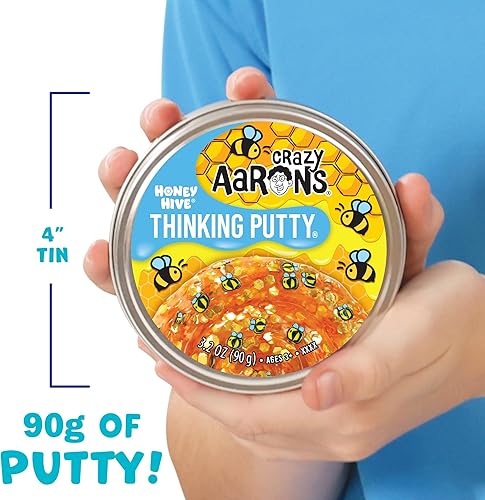 Miniatura 4 de Crazy Aaron's Trendsetters Masilla para jugar con piezas escondidas, transparente, no tóxica, nunca se seca, modelo Honey Hive
