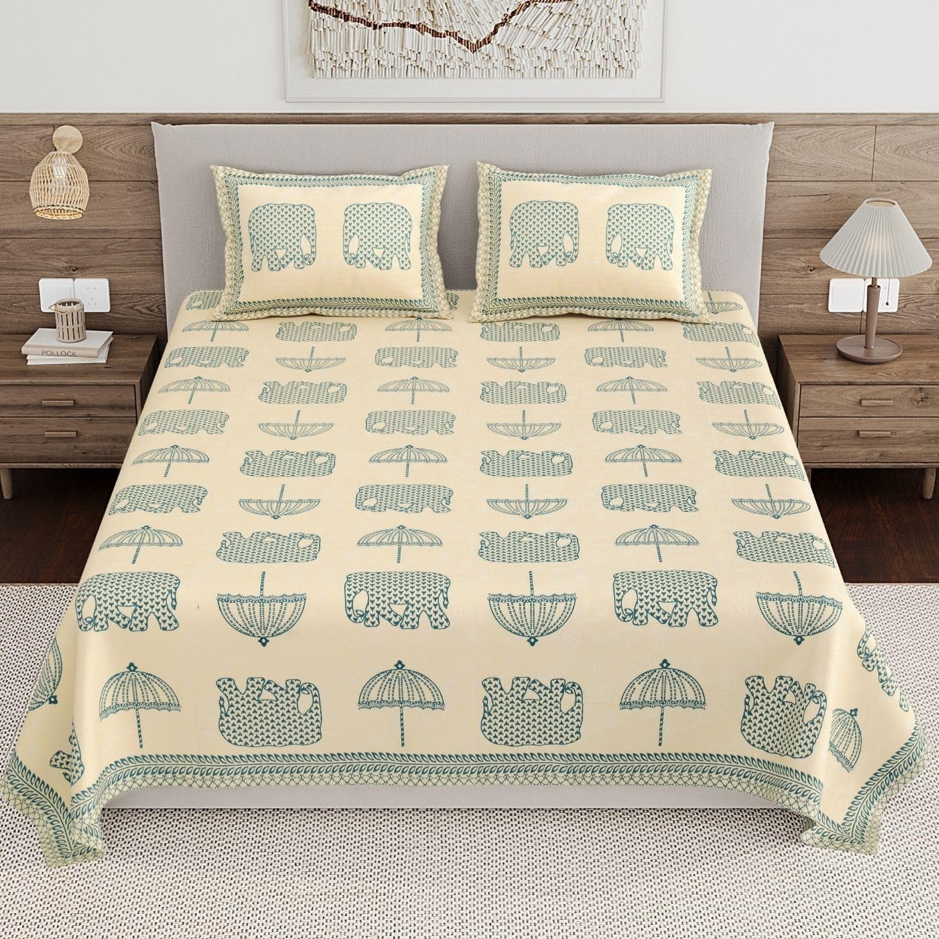 Living Roots Pure Cotton Bedsheets - Grey Paisley -21