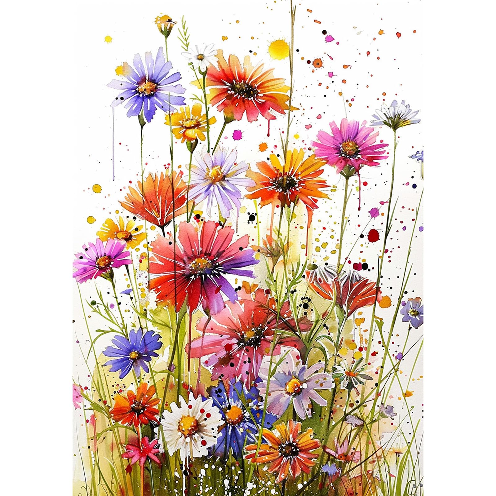NEWENMO 5D Wildflowers Diamond Painting Kits for Adults,Beautiful Flowers Diamond Art Kit,DIY Full Drill Crystal Embroidery Gifts,Diamond Art Craft,for Living Room Home Decoration