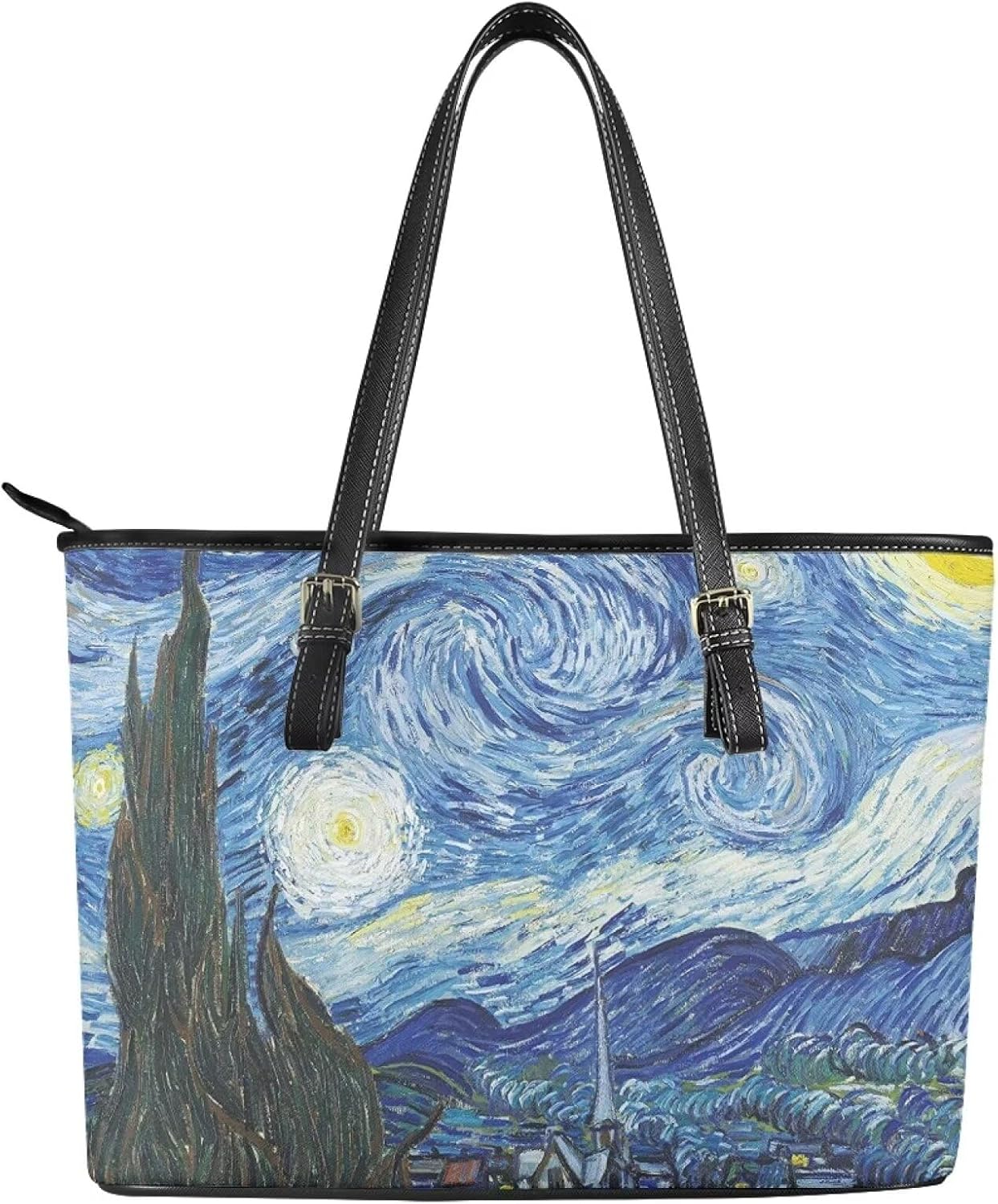 Womens Handbags PU Leather Top-handle Work Purse Large Capacity Zipper Satchel Shoulder Bag