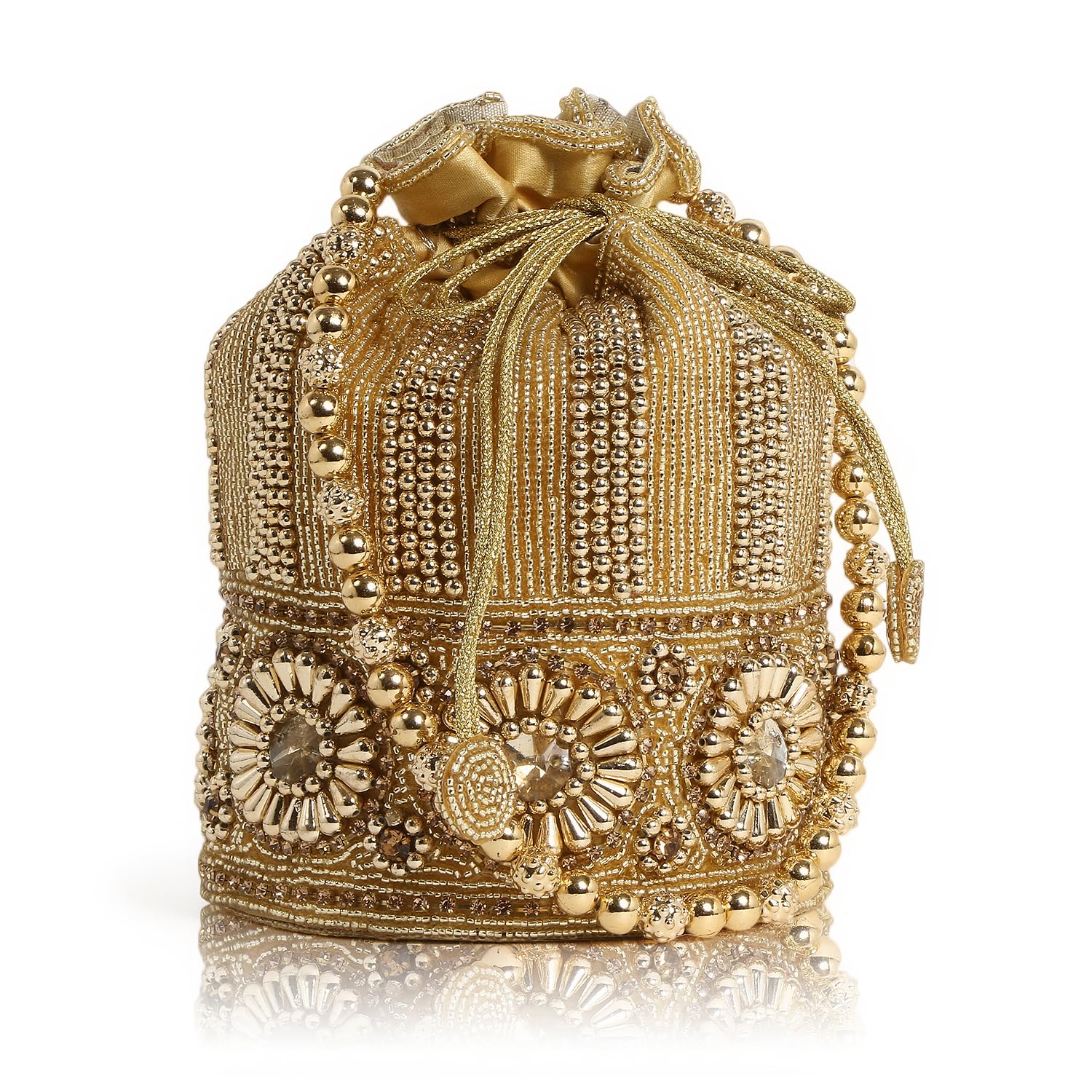 EXOTIC Silk Handmade Wedding Bag Stylish Color & Design Womens & Girls Wristlets Potli (GOLD) (B0CRL2VFRH) Amazon Price History, Amazon Price Tracker