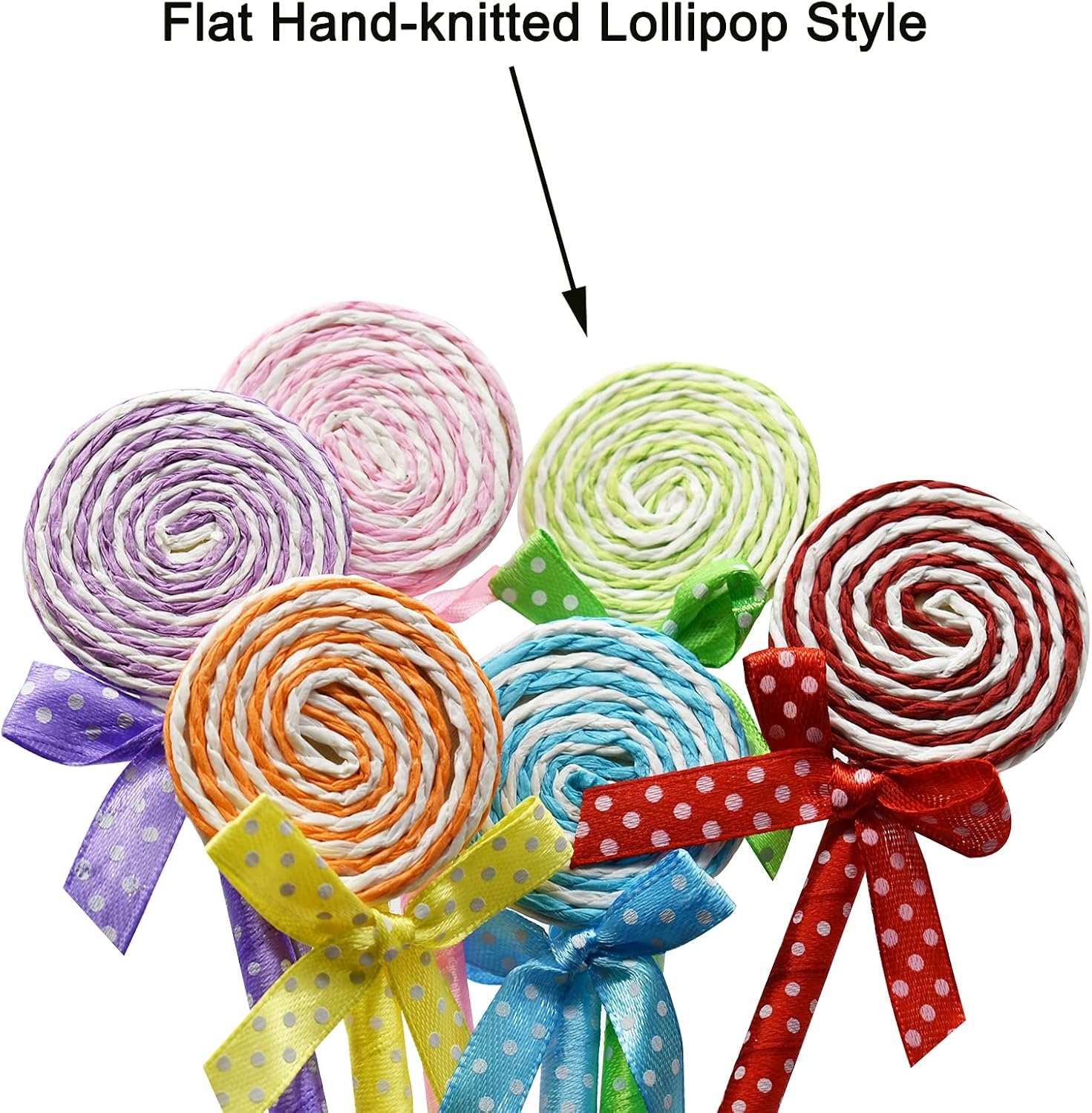 Maydahui 24 PCS Lollipop Shaped Ballpoint Pen Cute Spherical Flat Style Hand-knitted Pens Blue Ink Design for Students Girl School (Pack of 2)