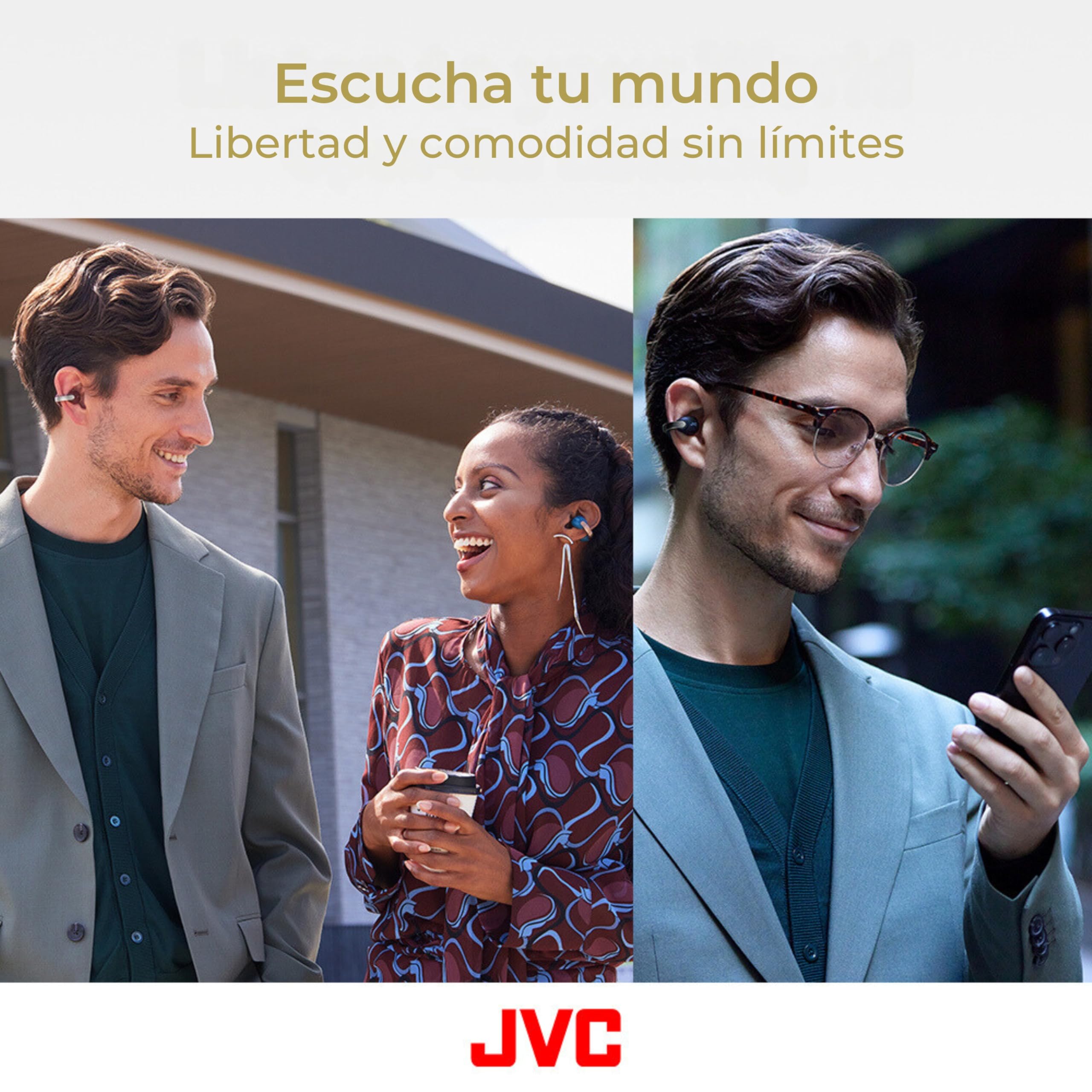 JVC Auriculares Inalámbricos Bluetooth | 24h de Batería y Carga Rápida | Auriculares Oreja Abierta | Ligeros y Resistentes al Agua | Deportivos con IPX4 y Control Táctil - HA-NP1T Negro