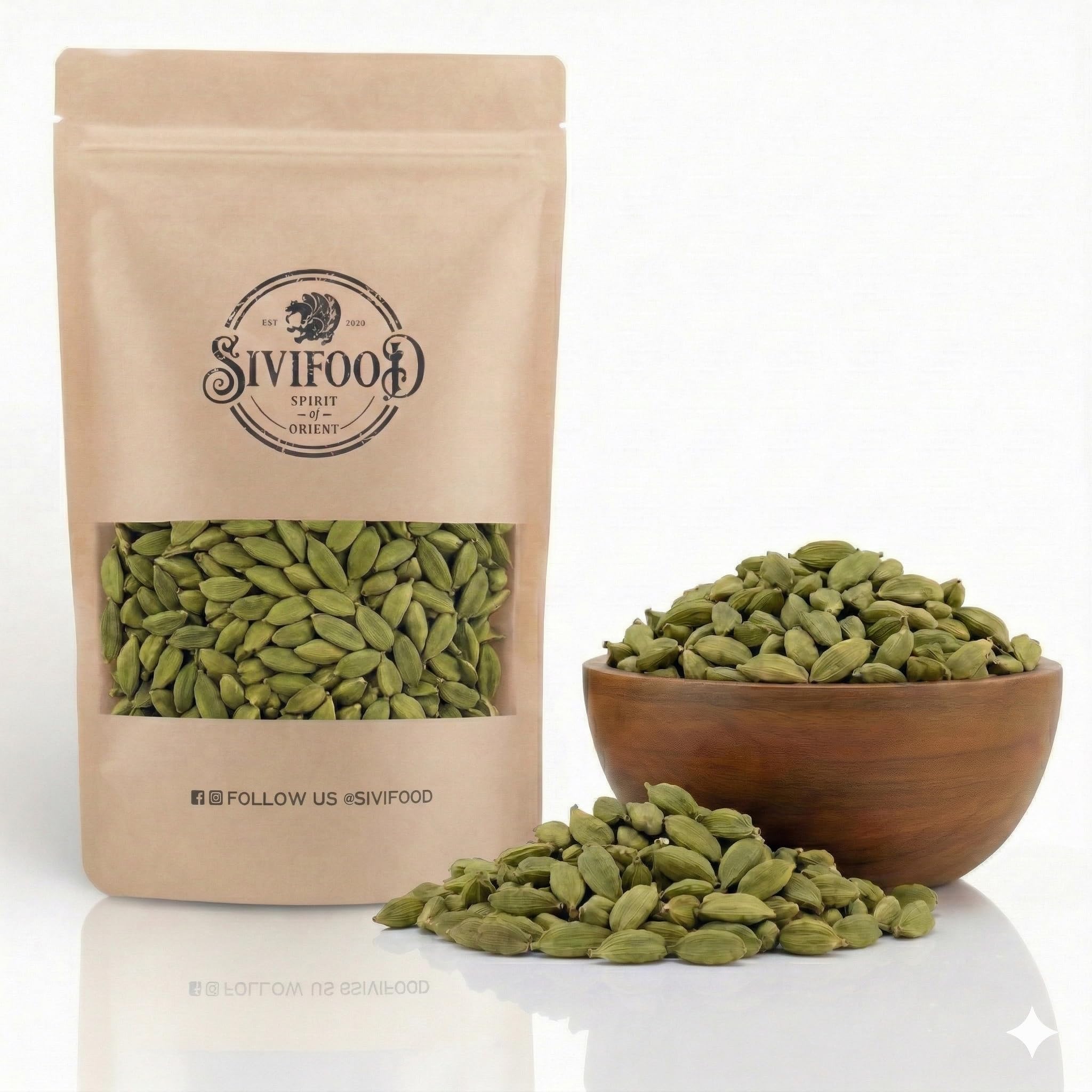 SIVIFOOD Cardamomo verde intero in capsule 250g – Naturale e selezionato a mano – 100% puro e non trattato – Spezia aromatica di alta qualità per cucina e infusi – Qualità premium