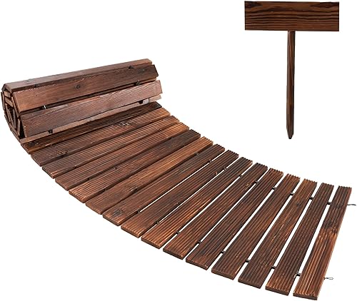 Miniatura 1 de Spurgehom Camino de jardín de madera de 8 pies, pasarela curvada para exteriores, camino de suelo de cedro, camino decorativo para césped, patio,