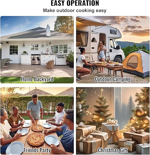 Miniatura 6 de VEVOR Horno de pizza para exteriores, horno de pizza de pellets de 12 pulgadas, estufa portátil para pizza con termómetro integrado, máquina de