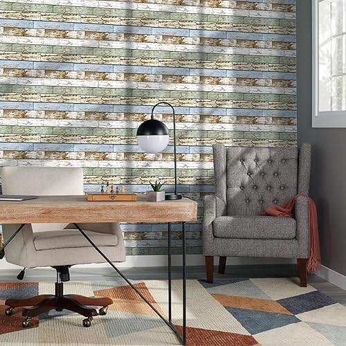 Miniatura 2 de Commomy 10 paneles de pared 3D para despegar y pegar, 11.8 x 11.8 pulgadas, paneles de madera 3D para decoración de pared, sala de estar,