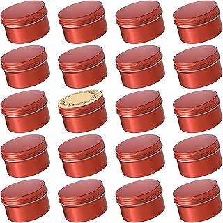 24 Pack 4oz Screw Top Aluminum Tin Jars with Screw Lids and Blank Labels - Refillable 120ml Metal Containers for Lip Balms, Candles, Salves, Spices, Crafts (Orange)