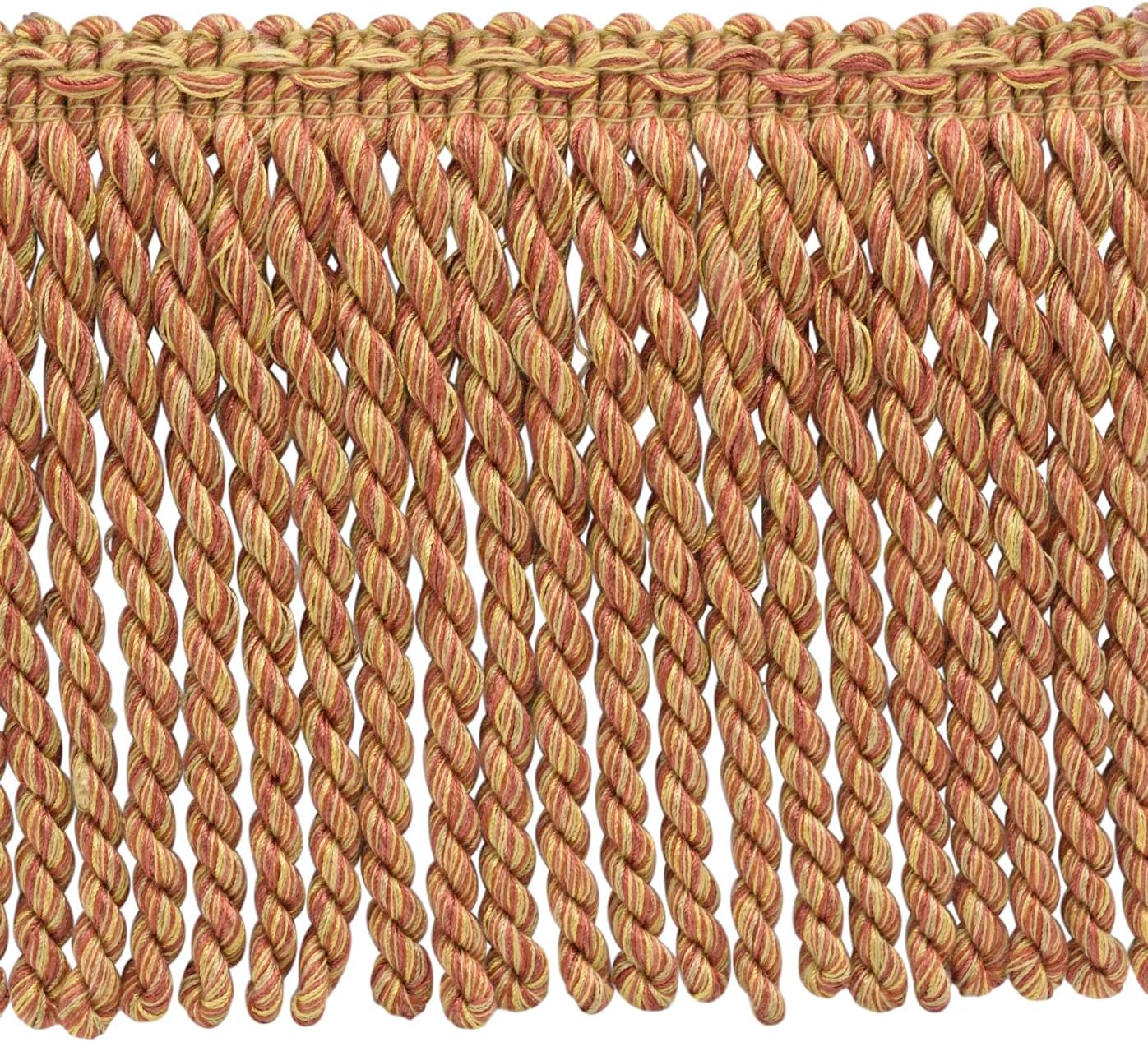 DÉCOPRO 6" (15cm) Decorative Bullion Fringe Trim|Duke Collection|Full Bodied # BFDK6, Holiday Red #N40 (Bright Red, Olive Green, Brown Beige) 5 Yard Value Pack (15 ft/4.5m)