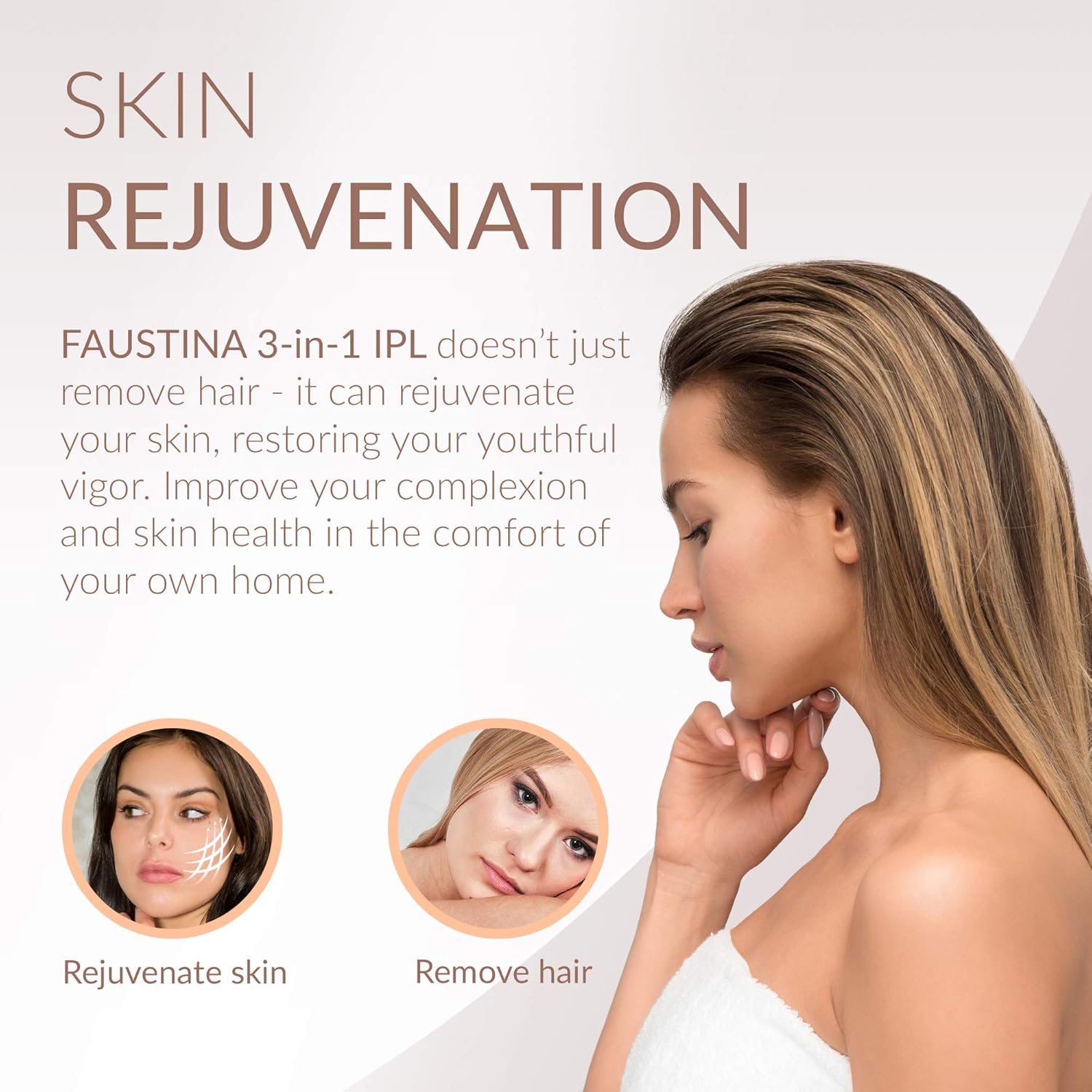 Faustina 3-in-1 IPL Hair Removal Device (3 Lamps, 1,500,000 Shots) Permanent Results for Face & Body, 5 Energy Levels