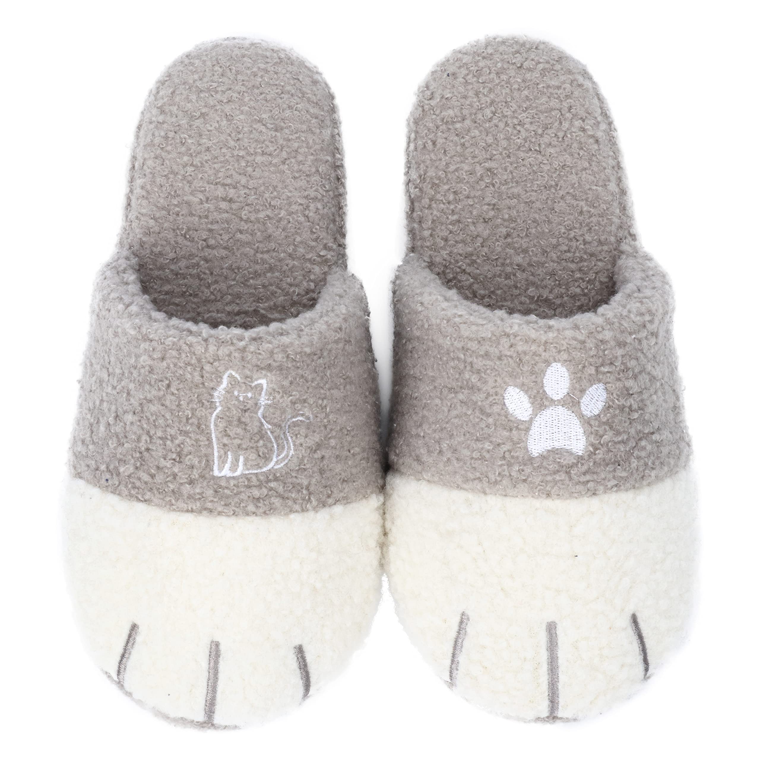 AopuroCute Cat Paw Animal Slippers Anti-Skid Memory Foam House Shoes Warm Fluffy Fuzzy Women Slippers Christmas Halloween Gifts