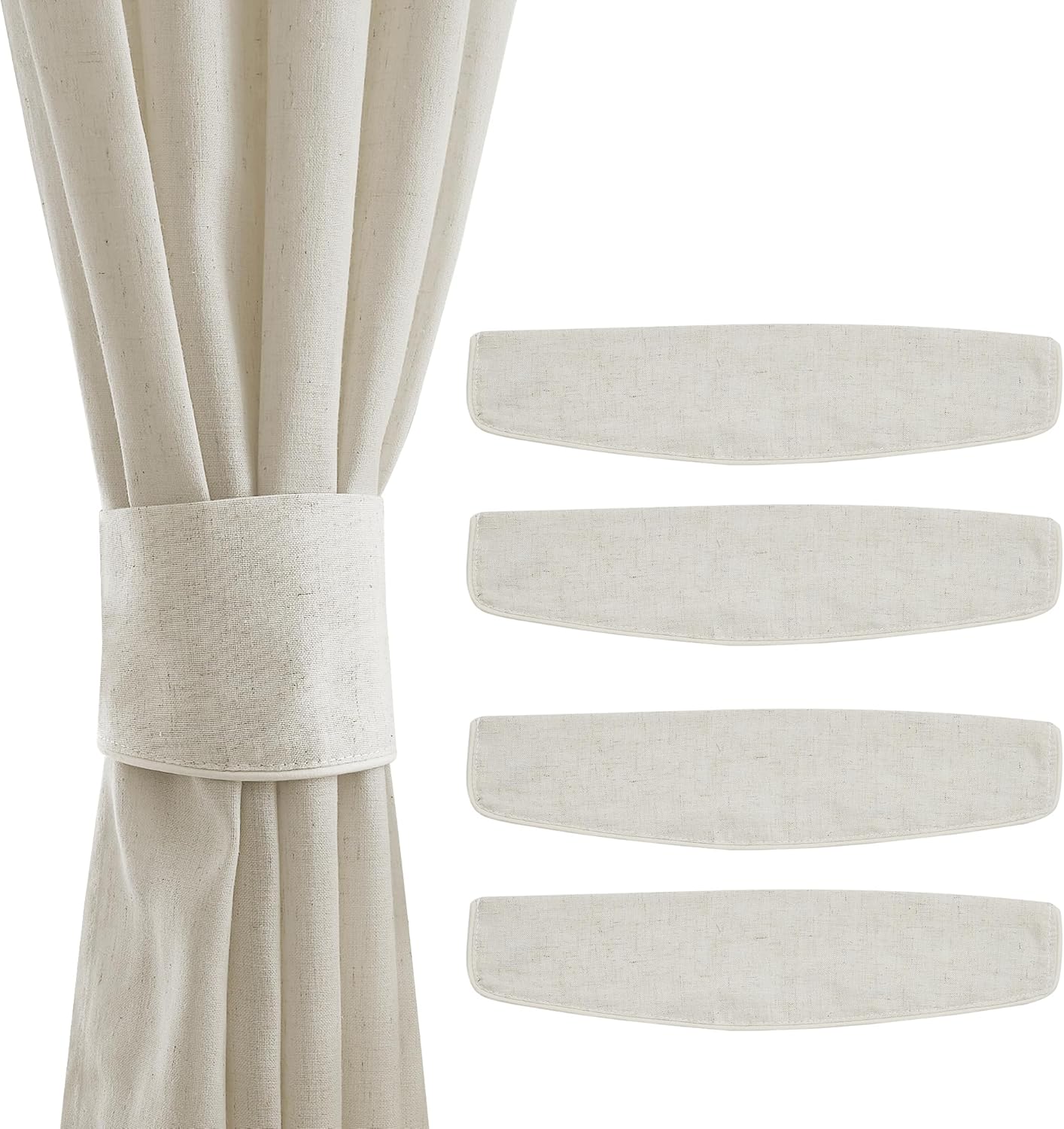 NICETOWN Lazos decorativos de lino grueso hechos a mano para cortinas de ventana (natural, 11.8 x 4 pulgadas, juego de 4)