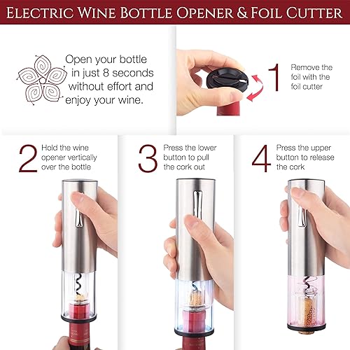 Miniatura 8 de Juego de regalos de vino – Juego de accesorios de vino con caja de madera – El juego de regalo de vino incluye un juego de abridor de vino