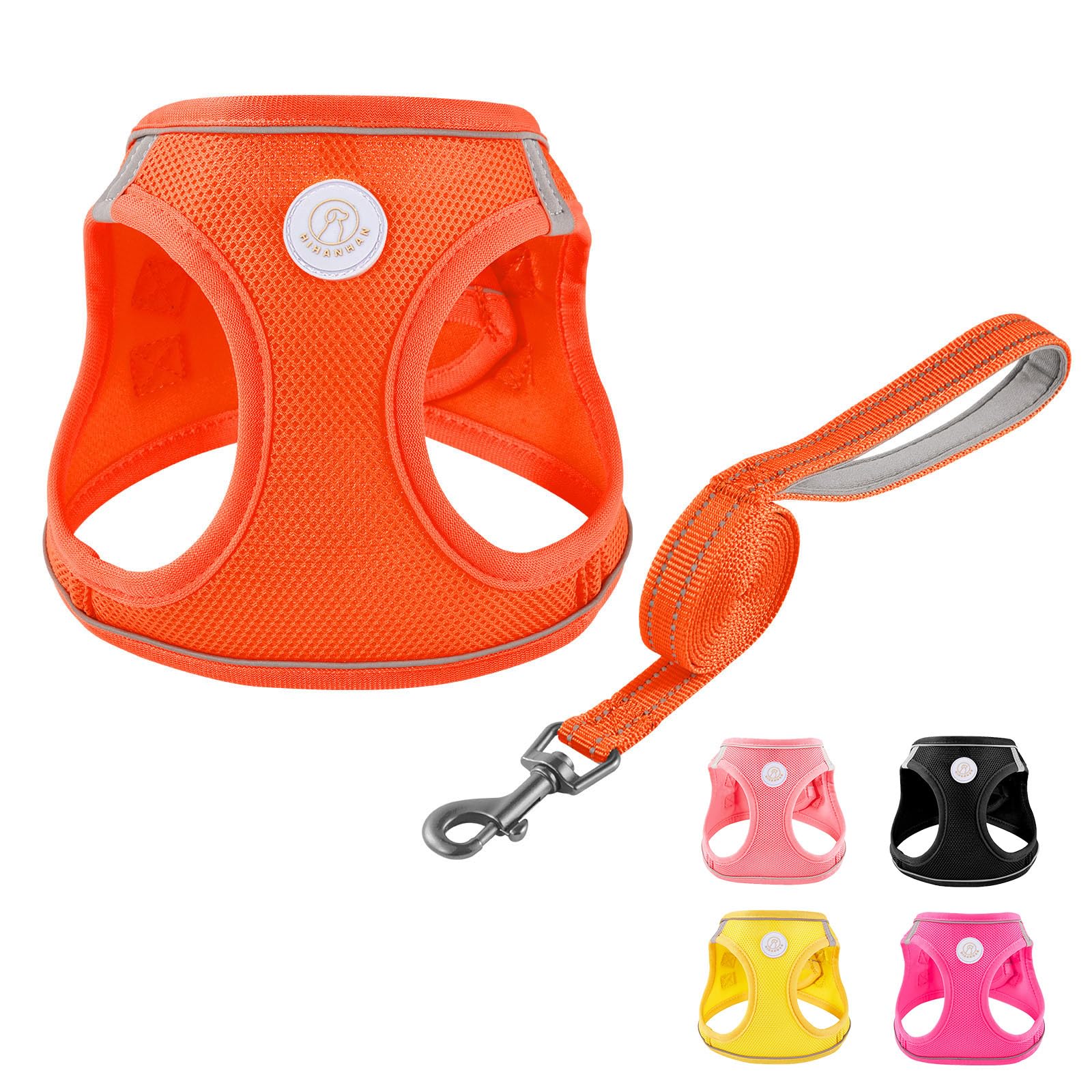 Juego de arnés y correa de malla suave para perro, juego de arnés y correa para cachorros, arnés reflectante para perros pequeños y medianos, arnés de chaleco a prueba de escape fácil de