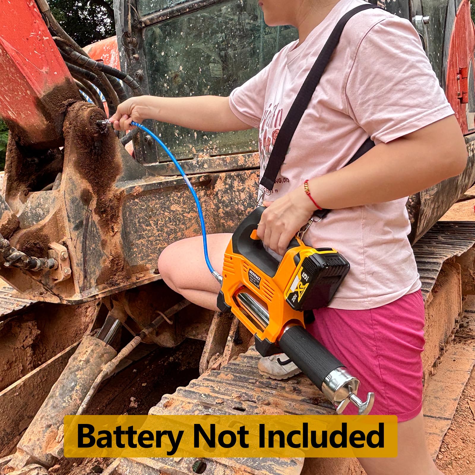 IRONFACE Elektryczny pistolet do smaru do akumulatora DEWALT 20 V, silnik bezszczotkowy, 10000 PSI akumulatorowa smarownica zasilana bateriami (bez baterii, tylko narzędzie)