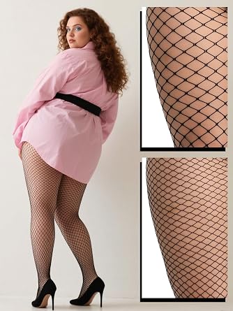 Aneco 4 Pairs Plus Size Fishnets Tights Sexy Black Fishnet Pantyhose Stockings Cross Mesh Tights Thigh High Stockings