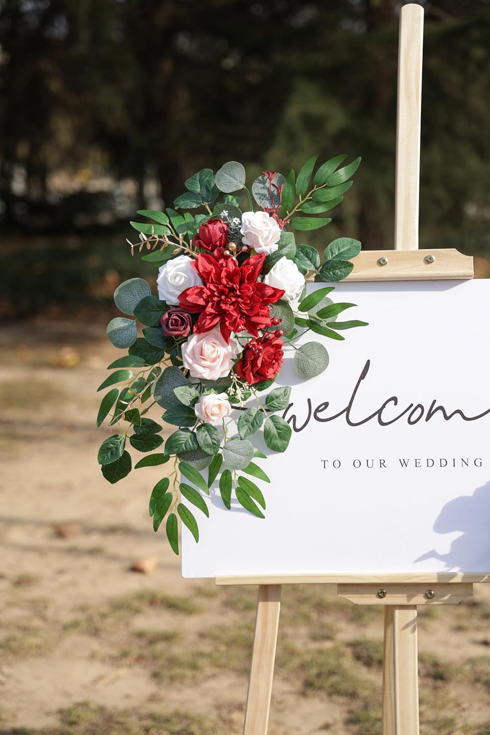 Artificial Flowers Decorations Pack of 2,Centerpieces for Wedding Reception Backdrop Decoration, Floral Decor Wall Home Entryway OutdoorDecorations (Red)