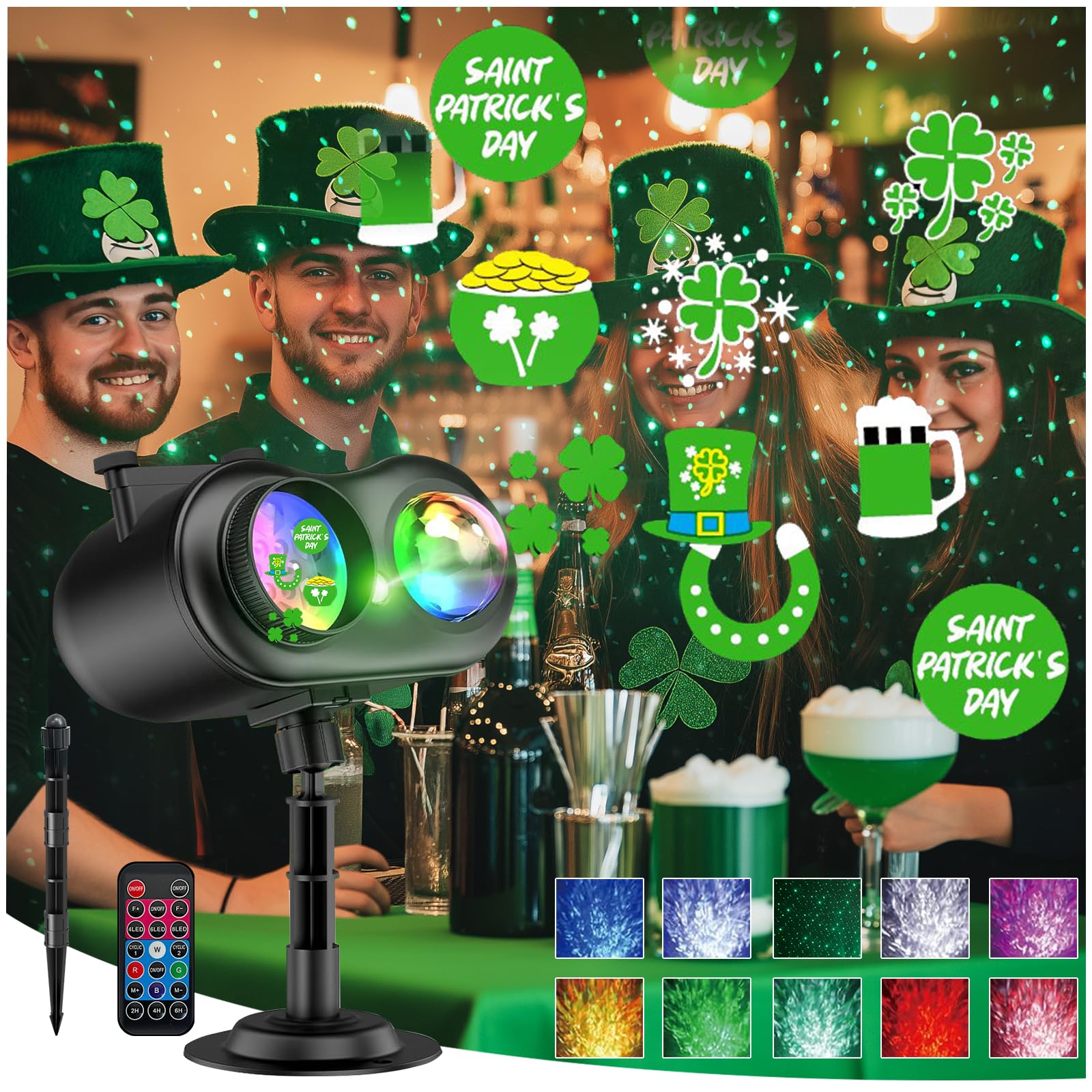LIFFY Weihnachtsprojektor-Lichter für den Außenbereich – 3-in-1 HD-Effekte (Weihnachts-Laserlichter + Ozeanwelle + 10 Dias & 10 Farben), wasserdicht mit Timer, Urlaubs-Landschaftslicht für Innen- und