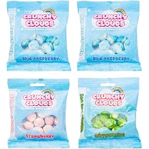 Crunchy Cloud - Bon Bon Crunch, Freeze-Dried Candy Bundle - 2x Blue Raspberry, 1x Strawberry & 1x Watermelon - Light & Crunchy, Bold Fruity Flavours, On-The-Go Snack - Pack of 4