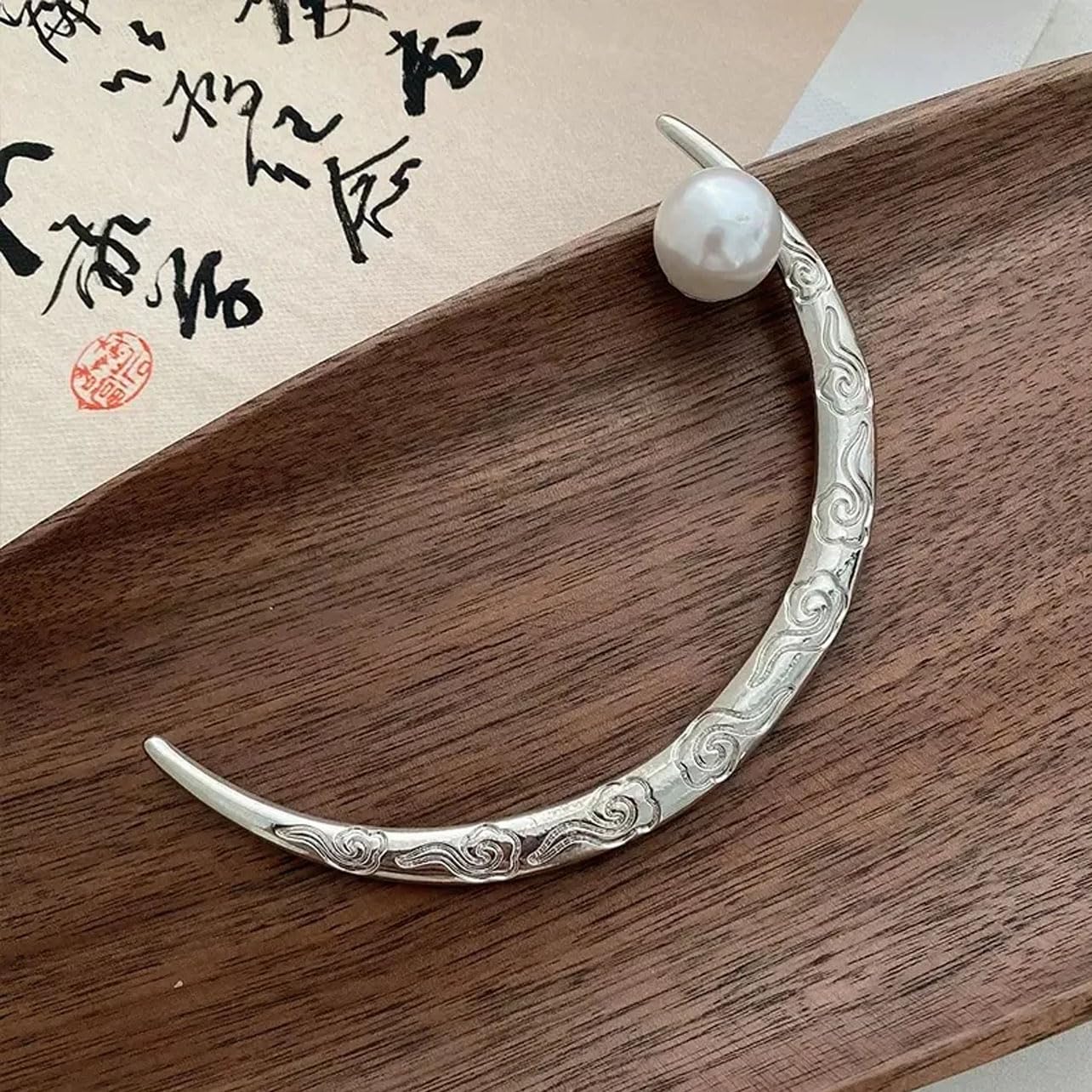 Buy Ashkash 1Pcs Vintage Crescent Moon Hair Fork Pearl Alloy Hair