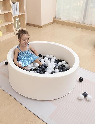 Miniatura 28 de Piscina de pelotas para bebés para niños pequeños, 35.4 x 11.8 pulgadas, piscina de bolas redondas suaves para bebés, corralito de juegos para gris